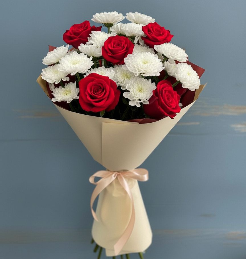 Букет цветов из: Розы и Хризантемы в Кубинке