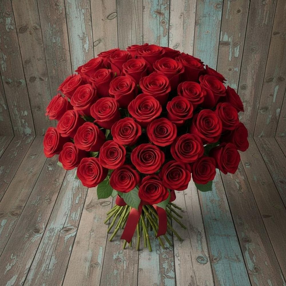 Букет 55 Красных роз Фридом в Кубинке