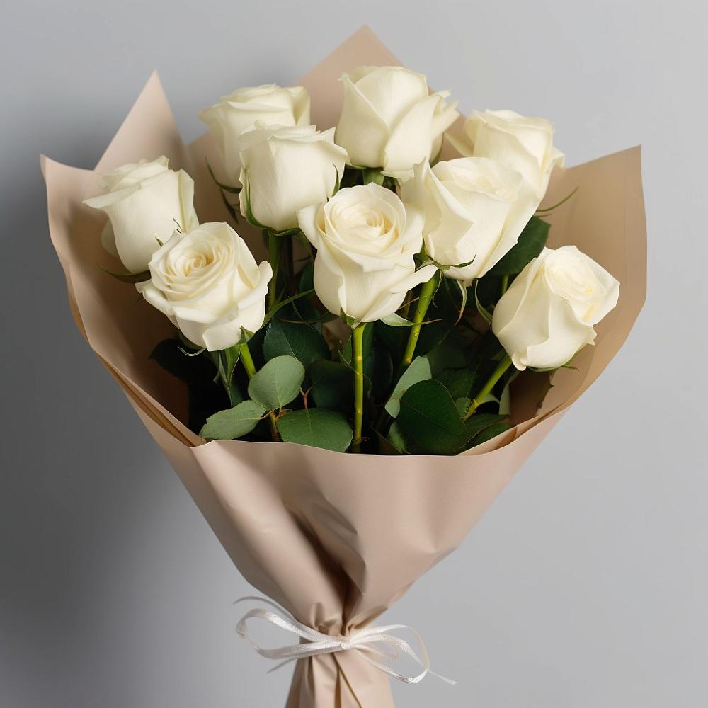 Букет 9 Белых роз Эдлесс Лав в Кубинке