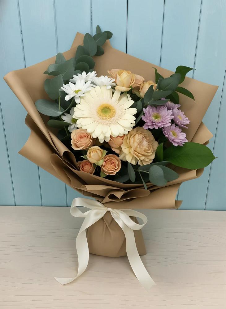 Букет цветов из: Герберы и Хризантемы в Кубинке