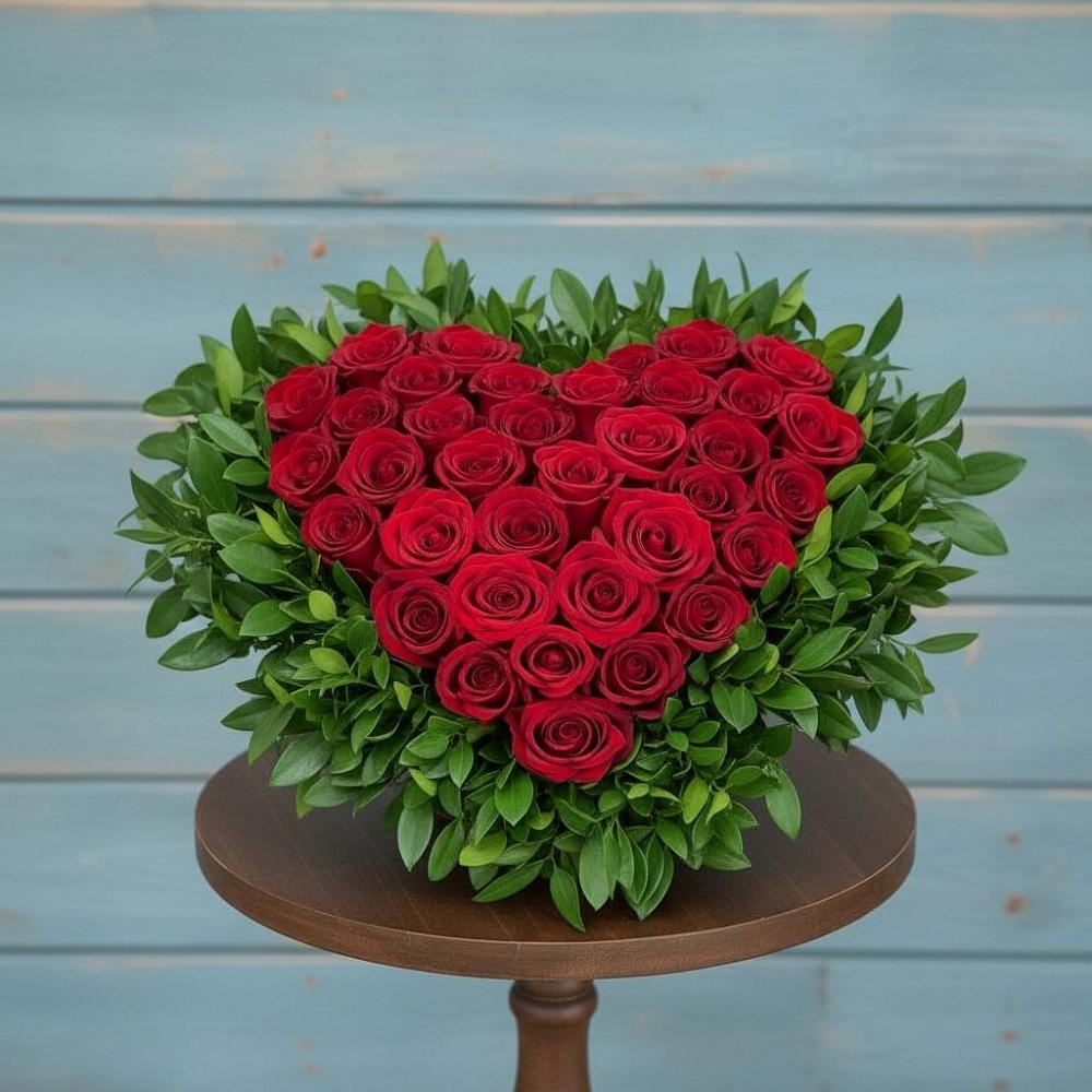 Цветочная композиция из Розы в виде сердца в Кубинке