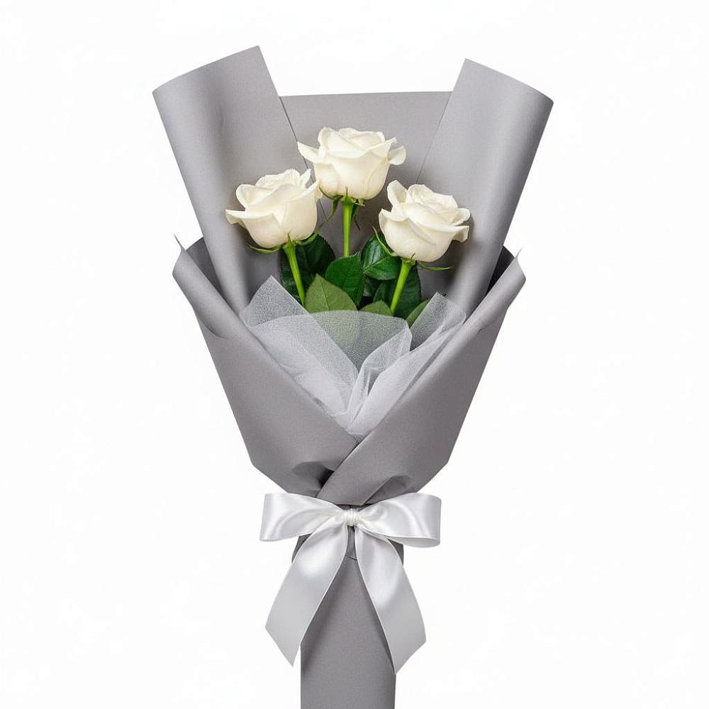 Букет 3 белые розы в Кубинке