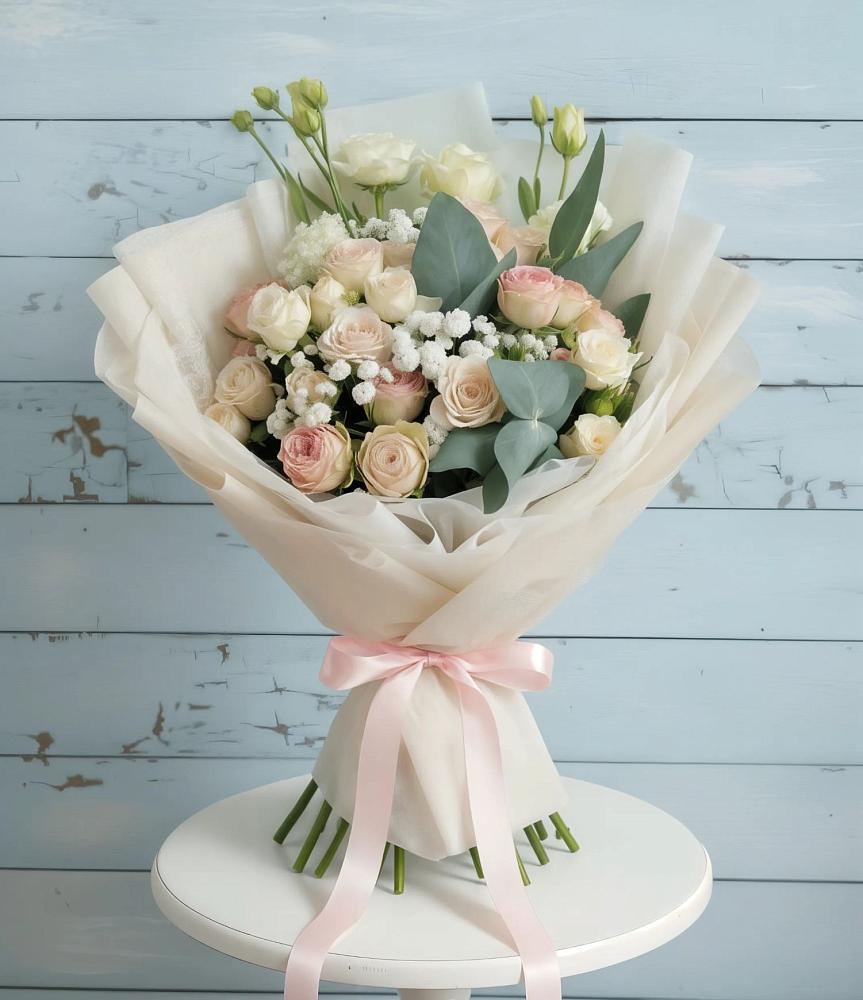 Букет цветов из: Розы и Лизиантусы в Кубинке