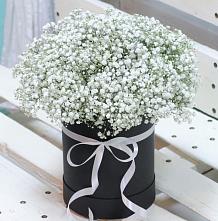 Цветочная композиция из Гипсофила в шляпной коробке в Кубинке
