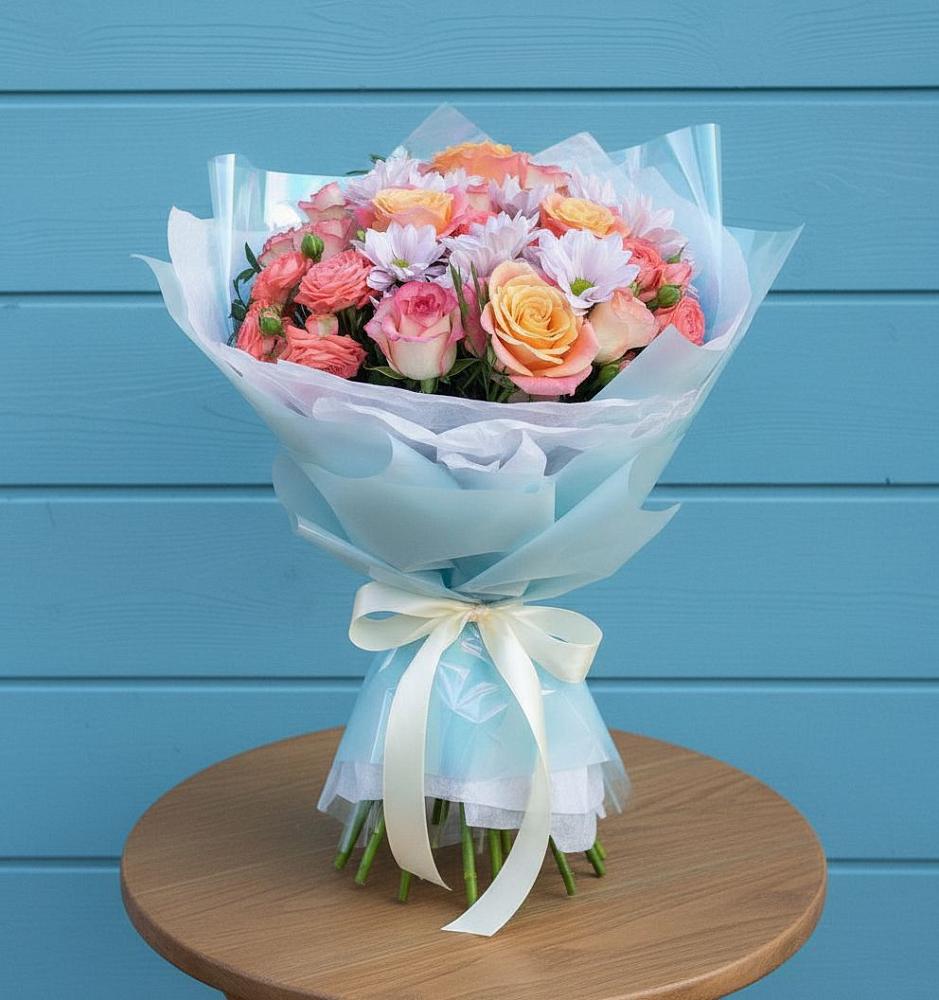 Букет цветов из: Хризантемы и Розы в Кубинке