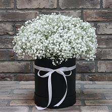 Цветочная композиция из Гипсофила в шляпной коробке в Кубинке